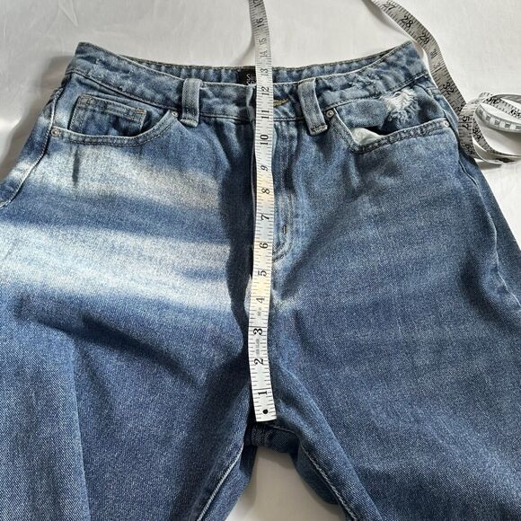 Simple Society Womens Jeans Straight High Rise Distressed Pleated Leg Sz 5/27 - Picture 6 of 9